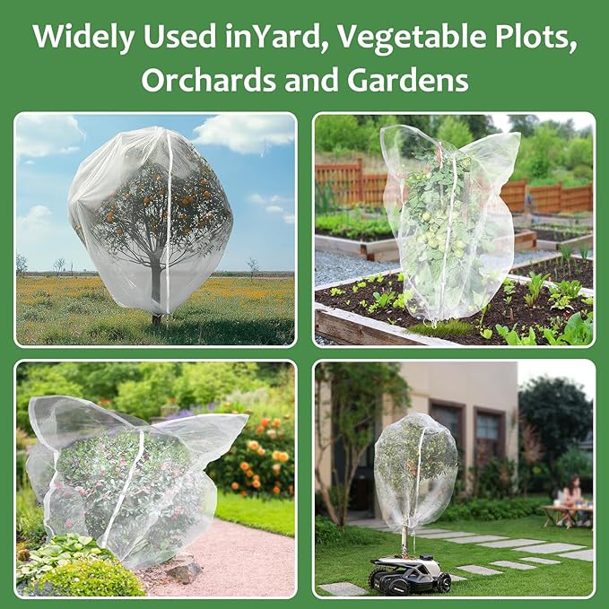 2PCS Large Fruit Tree Netting with Drawstring and Zipper, 8 * 8FT Garden Netting for Garden Protection, Insect Bird Netting for Fruit Trees, Protection from Anti Birds, Bugs,Cicadas