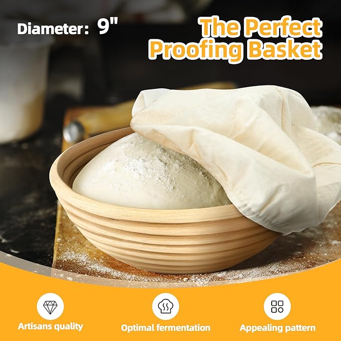 Pre-Seasoned Cast Iron Dutch Oven Pot with Skillet Lid, 5 Qt Bread Dutch Oven Includes Proofing Basket Sourdough Starter Kit for Bread Baking, Camping, Frying and Braising