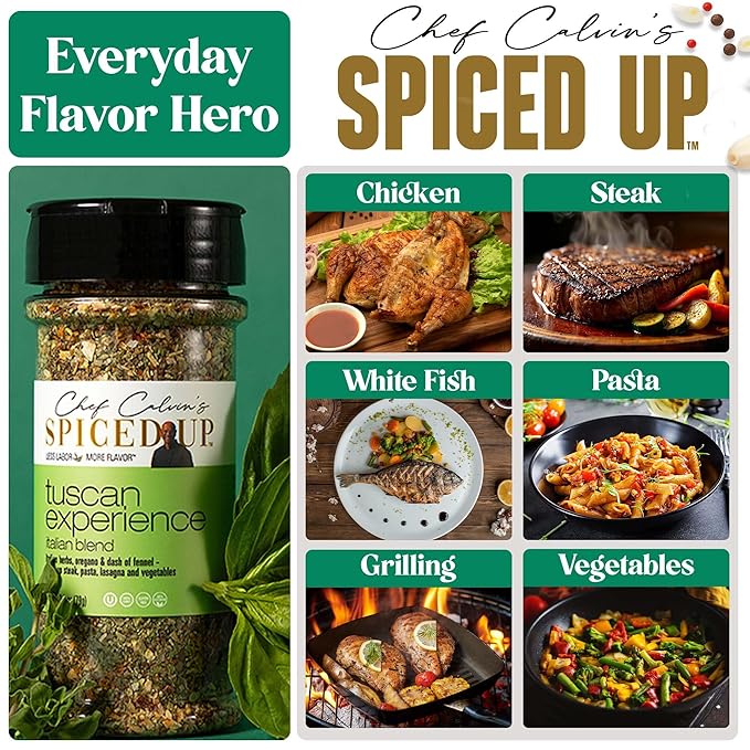 3 Pcs Spiced Up Tuscan Experience Seasonings and Spices for Cooking, Italian Herbs and Spices with Garlic, Funnel & Tomato, Tuscan All Spice Seasoning Dried Italian Seasoning Mix for Pasta - 2.8 Oz