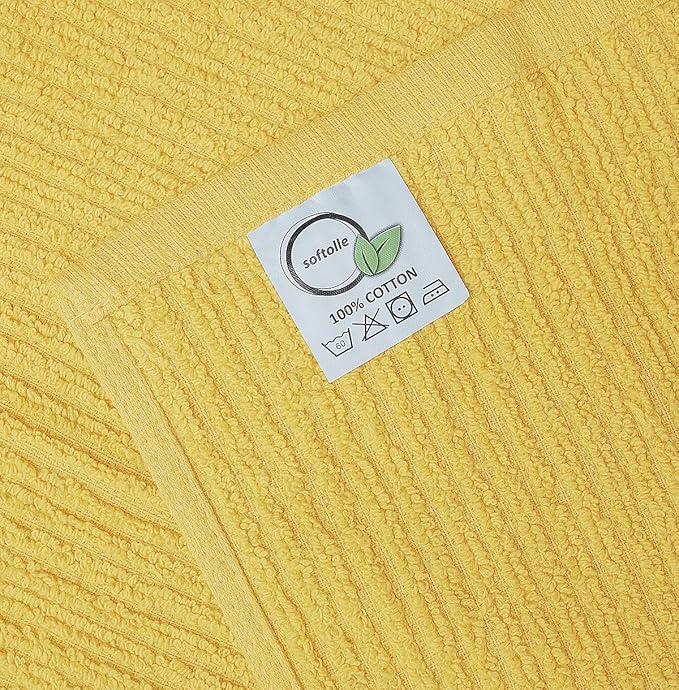 Softolle Bar Mop Towels, Pack of 12-16x19 Inches - 100% Cotton Super Absorbent Towels, Multi-Purpose for Home and Bar Cleaning (Yellow)