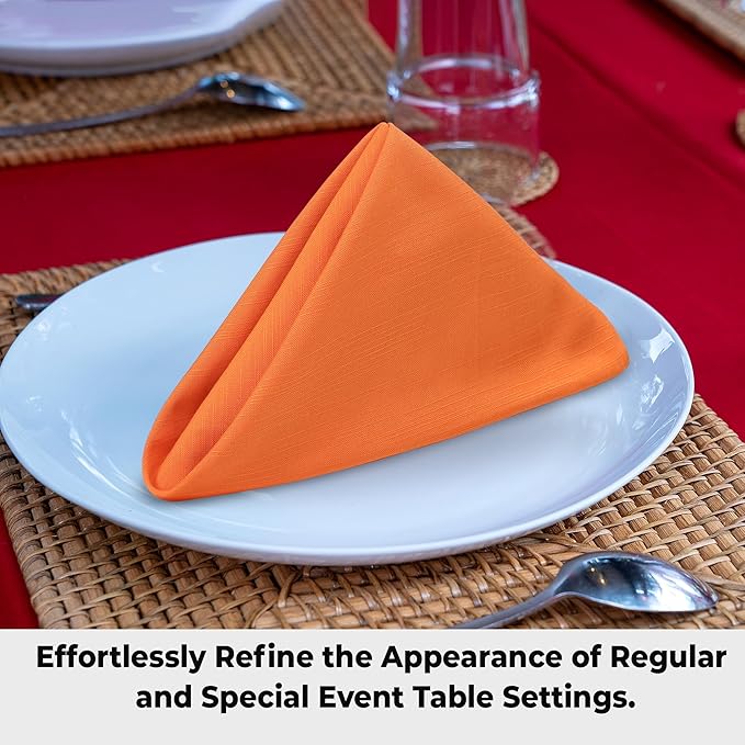 Urban Villa Halloween Cloth Napkins Orange Color Dinner Napkins 20''x20'' (Set of 12) 100% Cotton Slub Absorbent Napkins Soft Durable Reusable Washable Ideal for Events Parties Everyday use