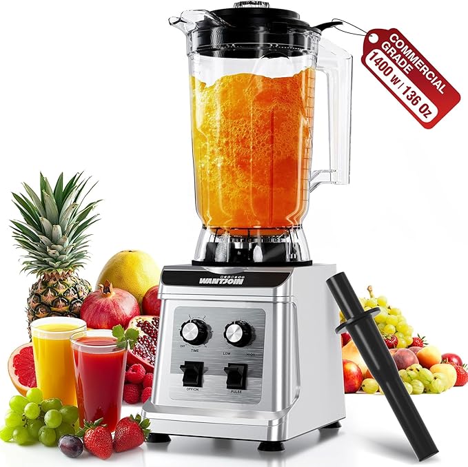 WantJoin Commercial Blender - 136 Oz Large Capacity Professional Blender Heavy Duty w/Pure Copper Motor,Dishwasher safe, 8-Blade Combo, 18800 RPM, Multi Speeds, Smoothie Blenders for Juice