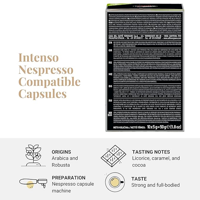Caffe' Vergnano Medium Roast Espresso Bundle - Original Line Machine Compatible Arabica Robusta Italian Coffee For Nespresso Coffee Machines, Oro, Intenso, Napoli - 10 of Each Flavor (30 Capsules)