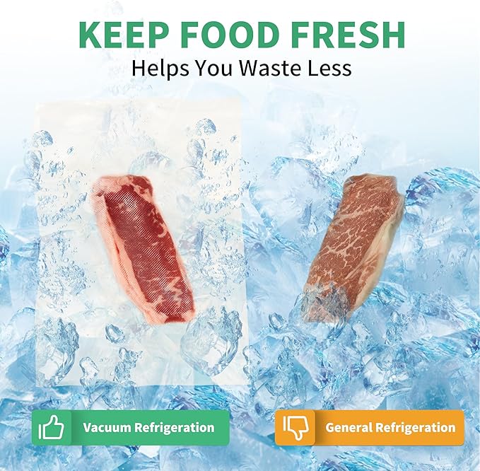 VanruVida 50 Count Vacuum Sealer Bags,6” x 10” Pre-Cut Pint Size,Commercial Grade Textured with Double Tear Notches,BPA Free,Food Storage Bags for Freezer, Meal Prep, or Sous Vide