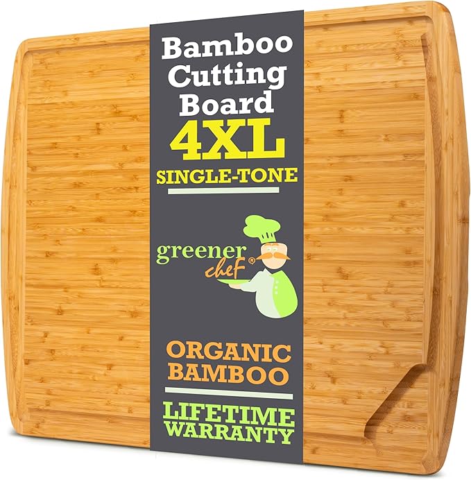 4XL Bamboo Butcher Block Cutting Board - Extra Large Cutting Boards for Kitchen 36 x 24 - Wood Countertop 24 x 36 Cutting Board - Single Tone