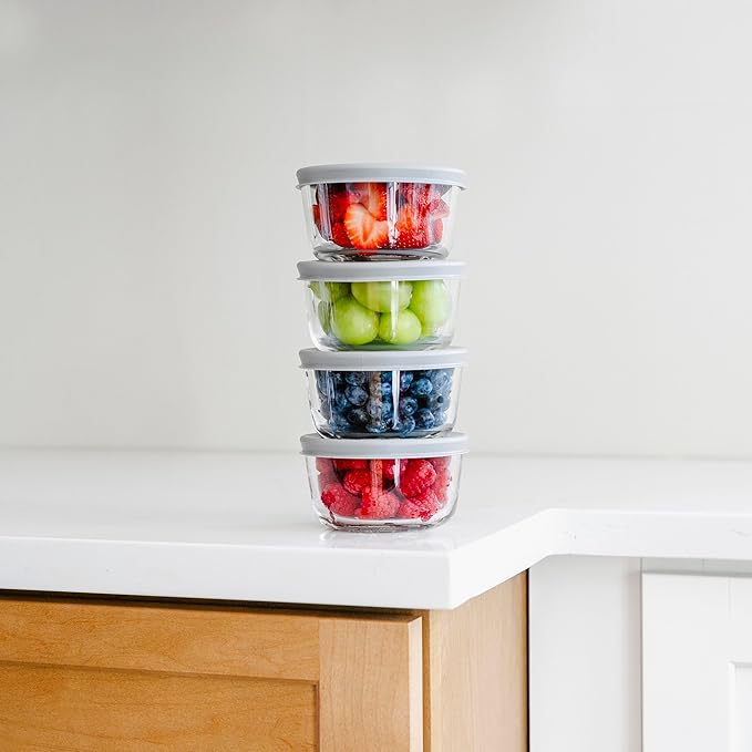 16-Piece Glass Food Storage Containers Set (8 Containers + 8 BPA-Free Lids) | 7-Ounce, Leakproof | Microwave, Freezer, Oven & Dishwasher Safe | Ideal for Meal Prep & Pantry Organization