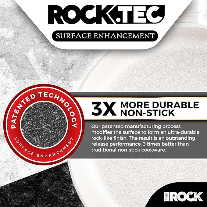 THE ROCK SOHO 15Pcs Ceramic Cookware Set – Non toxic Pots and Pans Set Non Stick with ROCK.TEC – Nothing Sticks, Never Warps, Lasts Longer, PTFE PFOA & PFAS Free, Induction & Dishwasher Safe, Cream