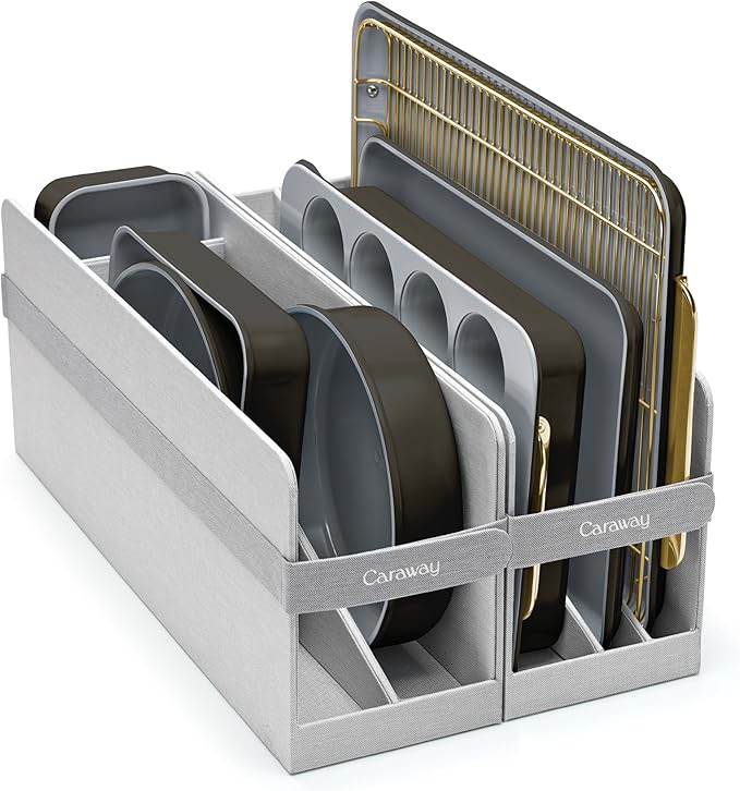 Caraway Nonstick Ceramic Bakeware Set (11 Pieces) - Baking Sheets, Assorted Baking Pans, Cooling Rack, & Storage - Aluminized Steel Body - Non Toxic, PTFE & PFOA Free - Black