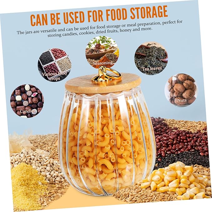 4pcs Glass Storage Jars Airtight Food Containers with Petal Design Large Capacity Candy Canisters for Kitchen Pantry Organization