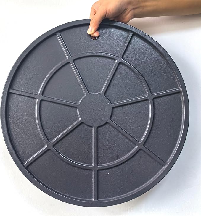 XL Round Pizza Steel 16.9" - 3D Cast Creates Gorgeous Crusts, Enamelled Cast Iron Baking Stone For Oven, Round Griddle, Speed & Even Heating Baking Steel Griddle,