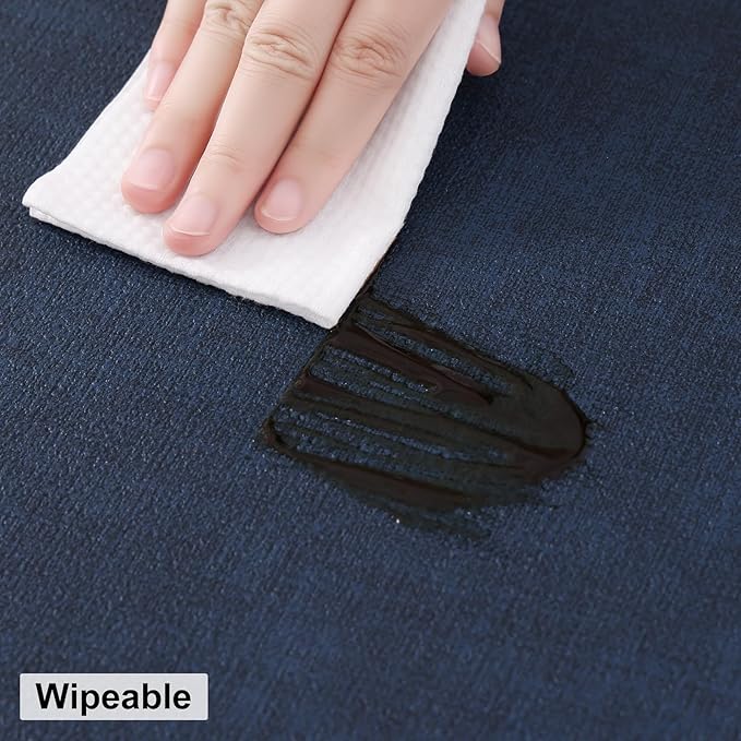 homing Round Faux Leather Placemat and Coaster 6 Packs, Washable Heat Resistant Dining Place Mats, Wipeable Double-Sided Table Mats for Indoor and Outdoor, Diameter 13 and 3.93 inch, Navy