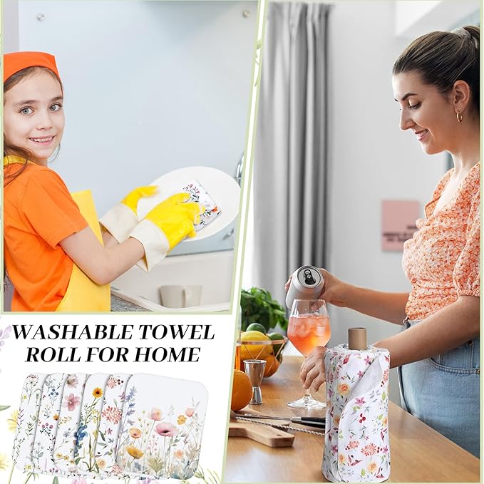 36 Pack Reusable Cleaning Cloths Washable Cotton Kitchen Dish Towels for Home Christmas Party Supplies Bulk, 9.84x11.81in (Wildflowers)