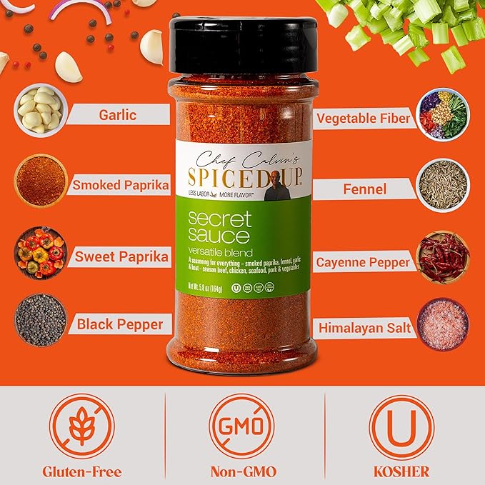 3 Pack Secret Sauce Seasoning | Made in the USA All Purpose Seasoning with Bold, Smoky & Spicy Blend | Dry Rub for Grilling Meat | Chicken, Beef & Pork Rub | Vegan, Non-GMO, Gluten-Free – 5.8 oz