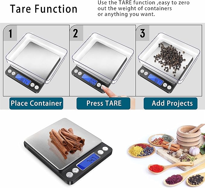 Fuzion Digital Gram Scale with 2 Trays, 500g/ 0.01g Small Jewelry Scale, 6 Units Gram Scales Digital Weight Gram and Oz, Tare Function, Digital Herb Scale for Food, Mini Reptile