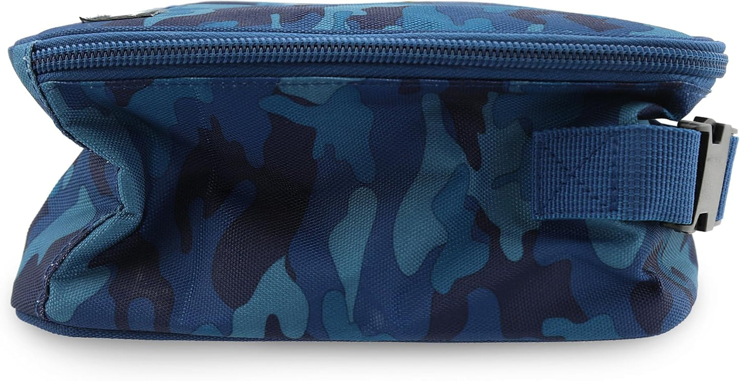 PackIt Freezable Classic Lunch Box, Blue Camo, Built with ECOFREEZE Technology, Collapsible, Reusable, Zip Closure With Zip Front Pocket and Buckle Handle, Designed for Lunches