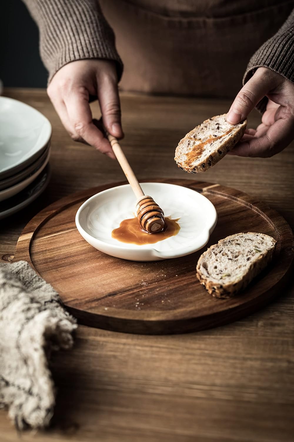 Spoon Rest for Stove Top, 5.3inch Ceramic Utensil Holder for Kitchen Counter, Large Cooking Spatula Rests for Ladles Tongs, White