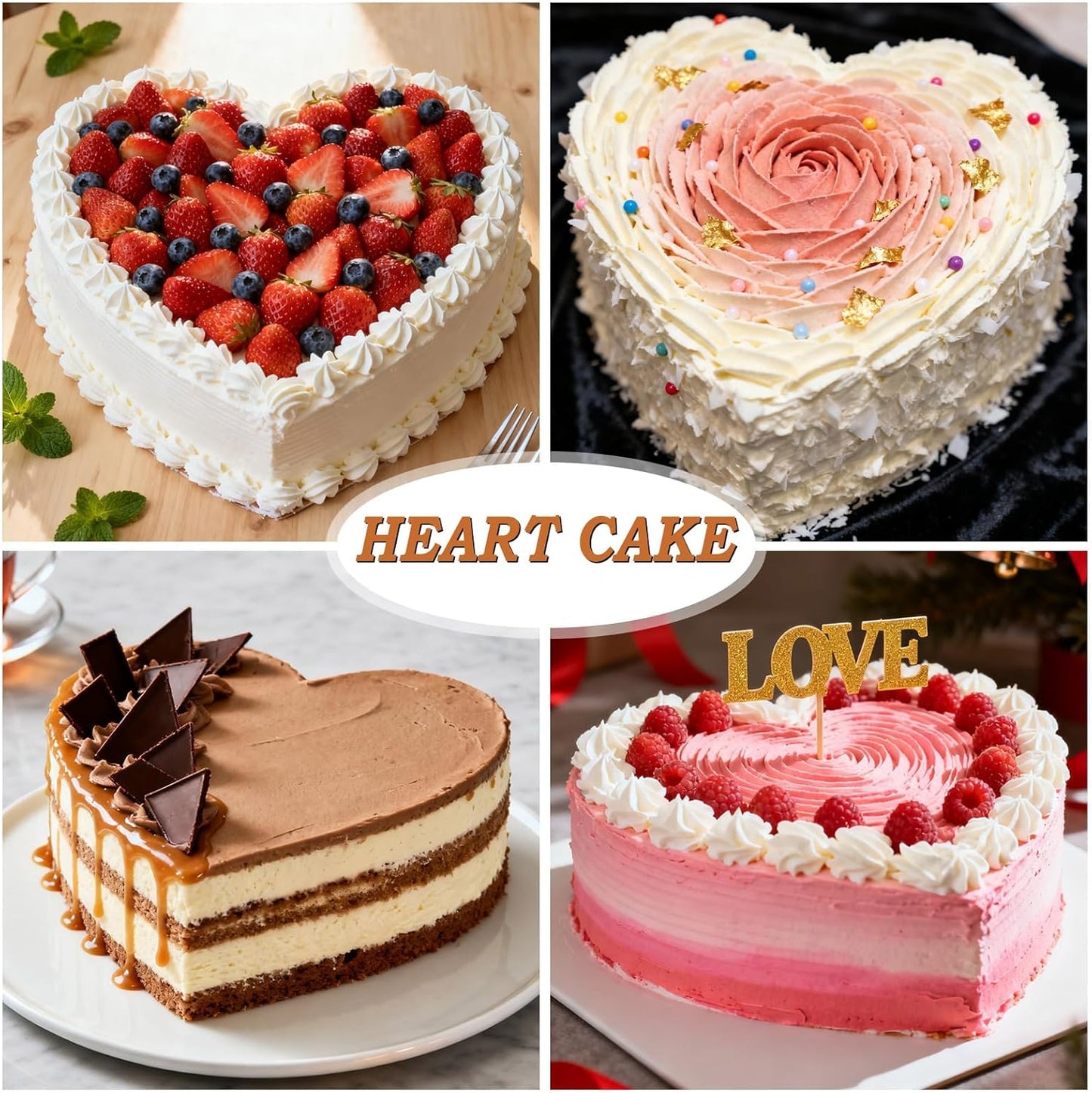 Metal Reinforced Frame Silicone Heart Shaped Cake Pans - 10 Inch, Nonstick Molds for Cake Pan, Reusable and Easy to Release, Food Grade Silicone for Oven, Dishwasher, Freezer (2 Pack)