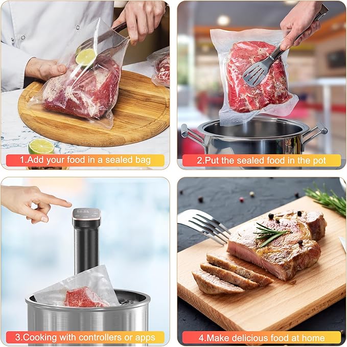 Sous Vide Machine, WiFi APP Recipes Included, Sous Vide Cooker 1100W, Immersion Circulator Precisional Cooker with Accurate Temperature, Ultra Quiet, IPX7 Waterproof, Fast Heating and Time Control