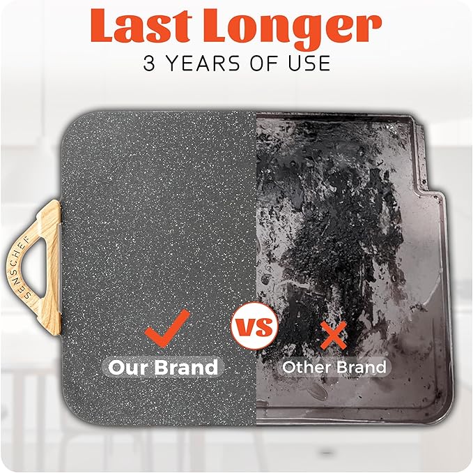 12x20inch Electric Griddle by BBQ Masters, 1700W Fast Even Heating, ILAG Granite Nonstick, Sloped Cooking Surface, Frameless Design for Easy Cleaning, Great for Family Gatherings, Black