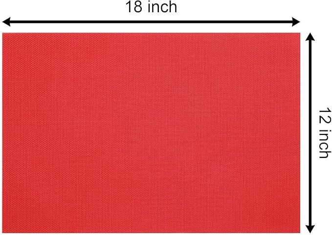 SHACOS Placemats Set of 6 Woven Vinyl Christmas Place Mats for Dining Table Wipe Clean Stain Resistant Table Mats Indoor Outdoor (6, Red)