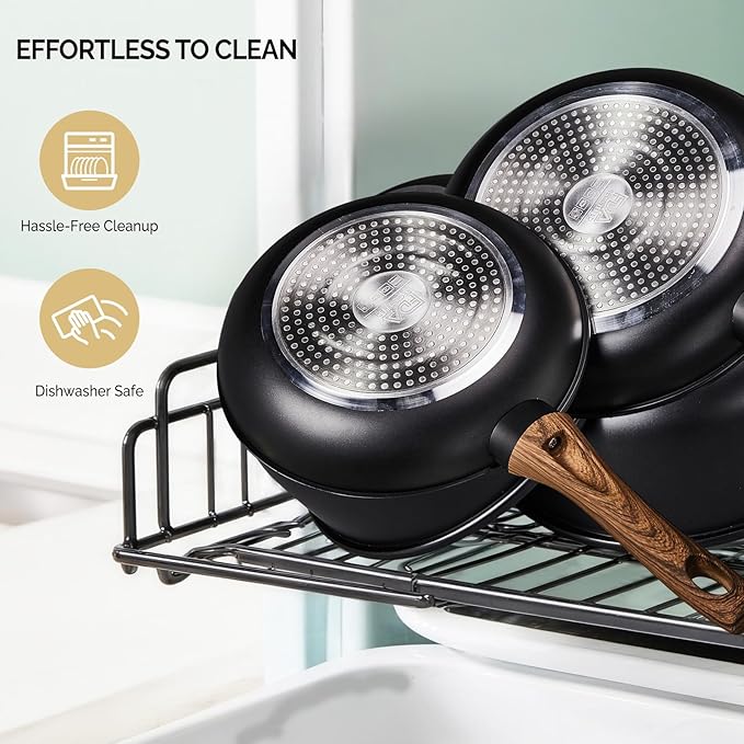 ROVSUN 20 Pcs Nonstick Pots and Pans Set, Cast Aluminum Kitchen Cookware Set, RV Kitchen Cooking Set and Utensils, Dishwasher Safe, PFAS PFOA & PFOS Free, Black