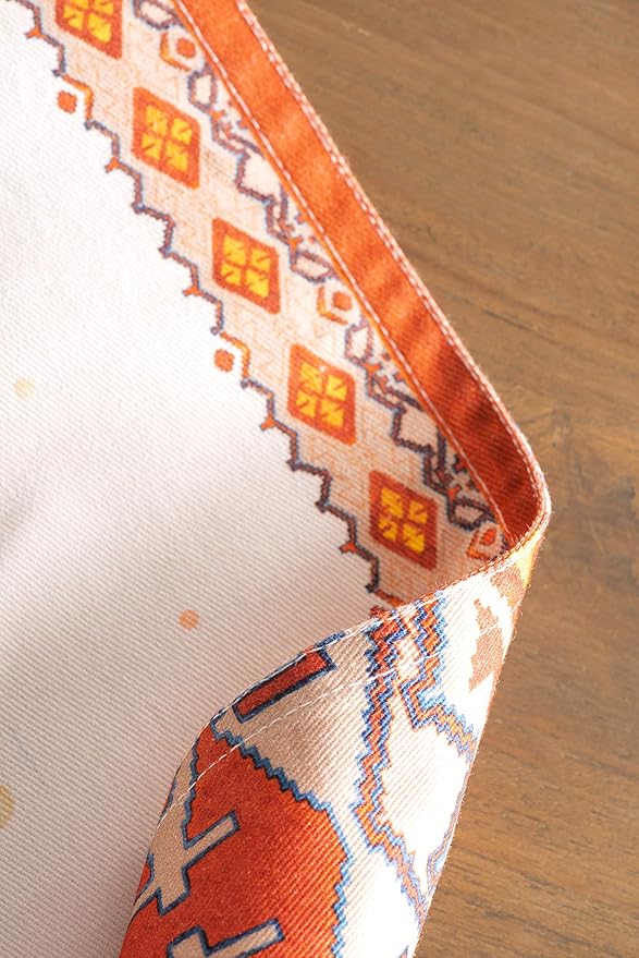 Maison d' Hermine Placemats Set of 4 100% Cotton Washable Cloth Place Mats, Reusable Table Mats for Thanksgiving Christmas Decorations Kitchen Dining Party Wedding (Kelim - Prairie, 13" x 19")