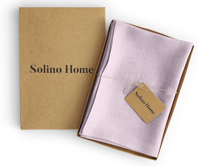 Solino Home Linen Cloth Napkins Set of 4-100% Pure Linen Chambray Lavender Dinner Napkins 20 x 20 Inch - Athena, Handcrafted and Machine Washable - Thanksgiving, Holiday