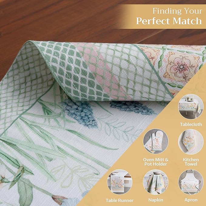 Maison d' Hermine Placemats Set of 4 100% Cotton Washable Cloth Place Mats, Reusable Table Mats for Kitchen Dining Decoration, Party, Wedding, Restaurant Spring/Summer (Easter Dew, 13" x 19")