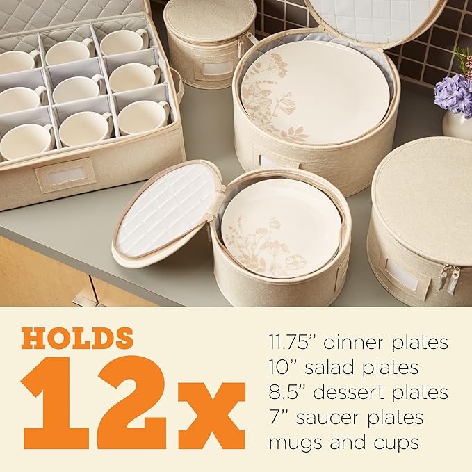 storageLAB China Storage Containers, Containers for Organizing, Hard Shell Case, Felt Plate Dividers, Moving Supplies, Storage Box, Wine, Dishes, Glasses Storage, Charger Plates Storage Containers