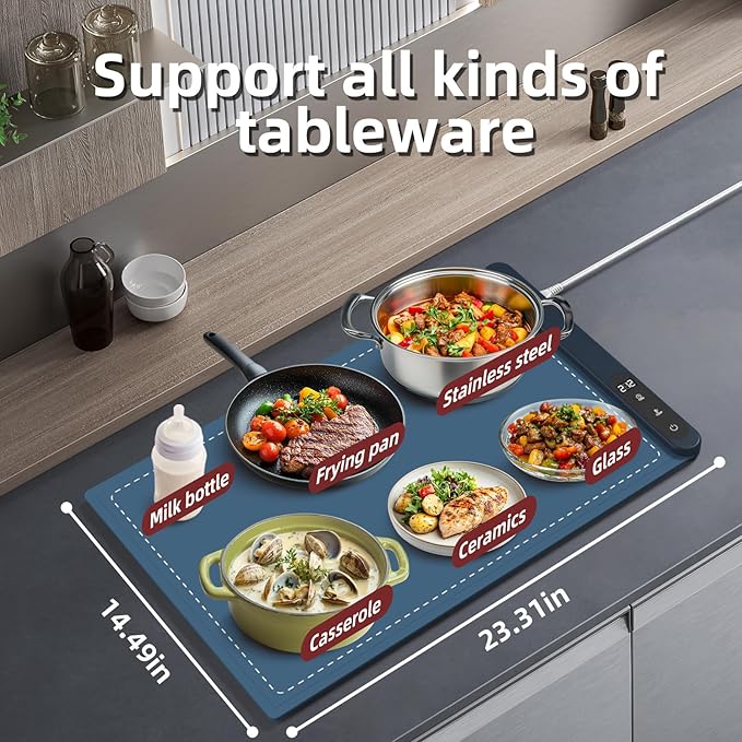 Food Warming Mat, Electric Warming Tray, Silicone Warming Mat for Food, Foldable Food Warmer, Buffet Party Home Gathering Vacation Electric Food Warmer