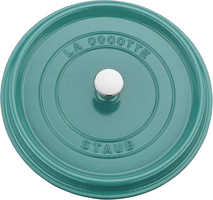 STAUB Cast Iron 5.5-qt Round Cocotte, Serves 5-6, Made in France, Turquoise
