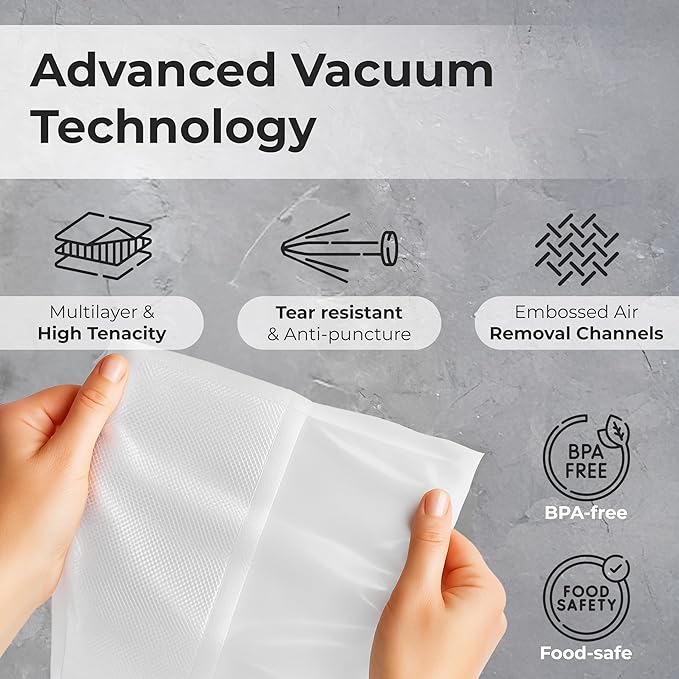 Vacuum Sealer Bags Roll 8" x 50' for Food Saver and Sous Vide, BPA Free, Heavy Duty Commercial Grade Food Storage Bags for Meal Prep and Boil Safe Use, 2 Pack (100 FT)