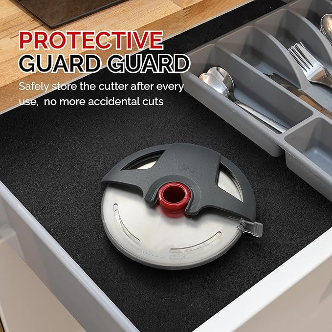 Pizza Cutter Wheel, UHIYEE Heavy Duty Pizza Slicer, Stainless Steel Large Pizza Wheel Blade with Safety Rotating Guard, Thickened Blade Ergonomic Handle Cut through Crust with Ease, Gray