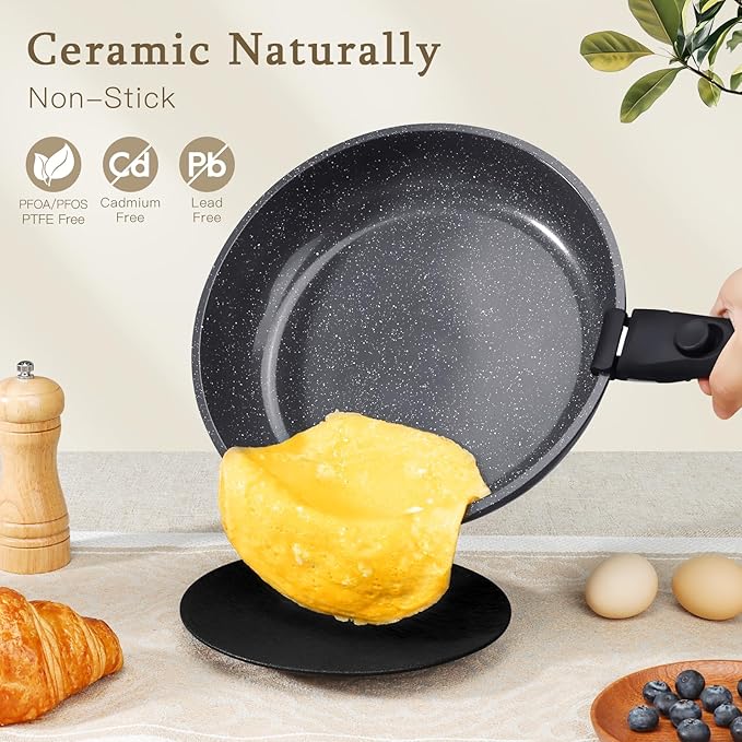 GiPP Ceramic Pots and Pans Set Non Stick, Nonstick Detachable Handle Cookware Sets, Healthy Non Toxic PFAS PFOA & PTFE Free, Dishwasher ＆Oven Safe, Induction Kitchen Pot and Pan, 15 Piece Grey