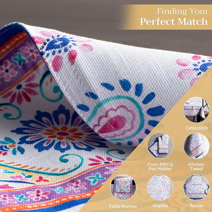 Maison d' Hermine Placemats Set of 4 100% Cotton Washable Cloth Place Mats, Reusable Table Mats for Kitchen Dining Decoration, Party, Wedding, Restaurant Spring/Summer (Indian Floral, 13" x 19")