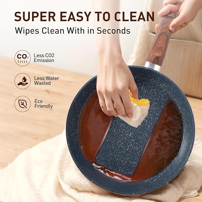 DisDelight Pots and Pans Set Non Stick, Nonstick Induction Granite Kitchen Cookware Sets, Induction Nonstick Granite Cooking Set, Induction Cookware Cooking Pan Set, Pan Sets for Cooking, Blue