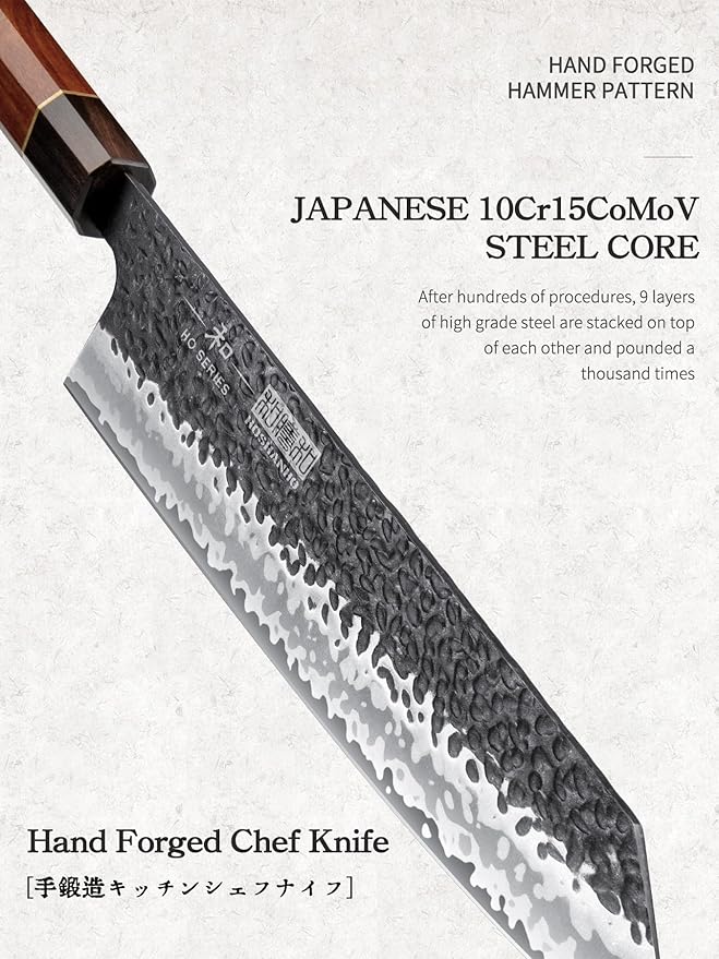 HOSHANHO 9 Inch Kiritsuke Chef Knife, Japanese Hand Forged 9 Layers 10Cr15CoMoV High Carbon Steel Kitchen Knife, Professional Chef's Knife with Ergonomic Rosewood Handle