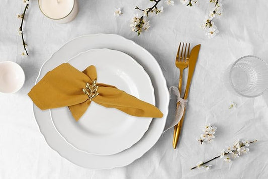 ANA Cloth Napkins Set of 12 (17.5x17.5) inch 100% Cotton Dinner Napkin Washable Hotel Quality Reusable Kitchen & Table Linen for Fall Thanksgiving Family Dinners Weddings & Everyday Use - Mustard