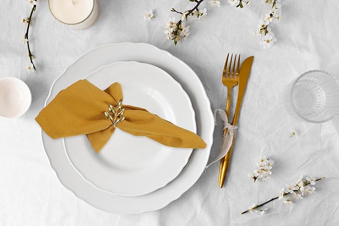 ANA Cloth Napkins Set of 6 (17.5x17.5) inch 100% Cotton Dinner Napkin Washable Hotel Quality Reusable Kitchen & Table Linen for Fall Thanksgiving Family Dinners Weddings & Everyday Use - Mustard