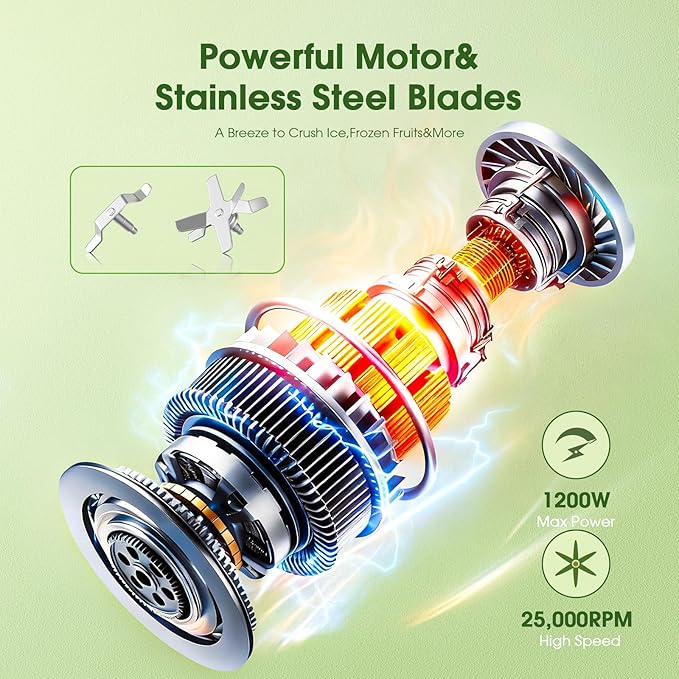 Smoothie Blender Maker 25000RPM Personal Blender for Shakes and Smoothies with 37 32 23oz Portable Cups Countertop blenders for kitchen, Frozen Drinks, Milkshake, Juice, Ice Crushing, Nuts