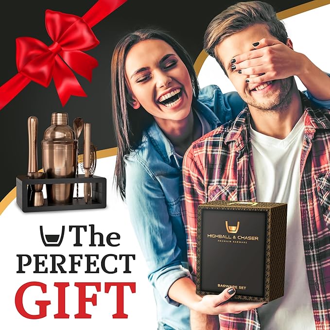 Highball & Chaser Cocktail Shaker Set: Bartender Kit for Home Bar Mixology Cocktail Bar Set Plus E-Book with 30 Recipes