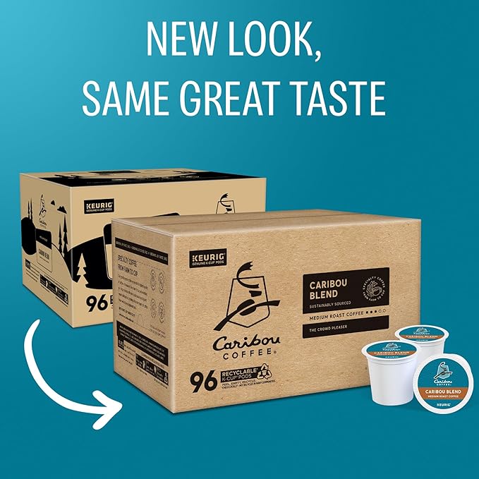 Caribou Coffee Caribou Blend Keurig Single-Serve K-Cup Pod, Medium Roast Coffee, 96 Count