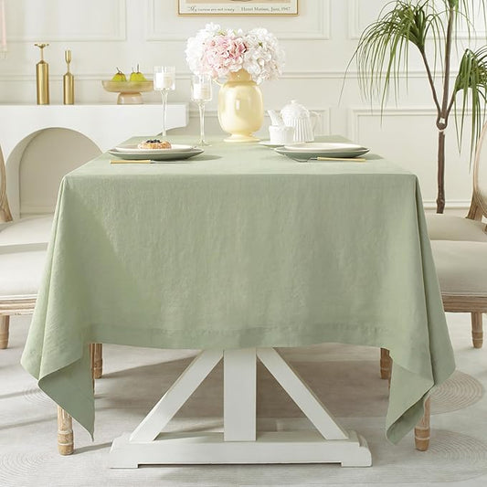 Linen World Linen Tablecloth, 100% French Linen Sage Tablecloth 55" x 55" Inch, Washable Square Tablecloth for Dining, Outdoor, Weddings and Restaurants, Decorative Valentine Easter