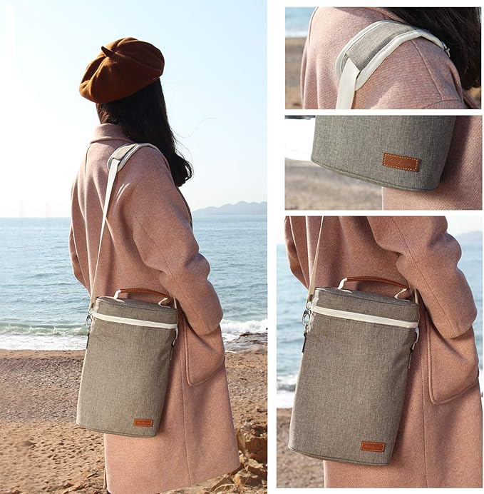 ZORMY 2 Bottle Insulated Wine Carrier Bag for Travel, Wine Carrier Tote Cooler Bag with Shoulder Strap & Corkscrew Opener, Perfect Wine Lover's Gift, Great for Picnics and Outdoor Entertaining