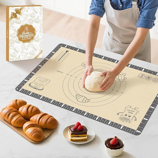 Extra Thick Silicone Mat for Baking Macaron, Bread, Pizza, Silicone Baking Mat with Measurement, Non Stick Pastry Mat for Dough Rolling Out, Heat Resistant to 480°F Gift for Baker