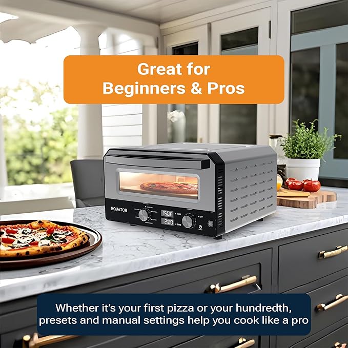 Equator ELECTRIC PIZZA OVEN Multi Program w/Baking Stone Countertop 0.5cf 110V for Home