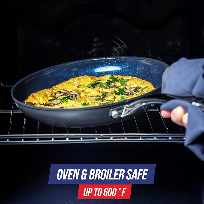 Blue Diamond Cookware Hard Anodized Ceramic Nonstick, 8" Frying Pan Skillet, PFAS-Free, Dishwasher Safe, Oven Safe, Grey