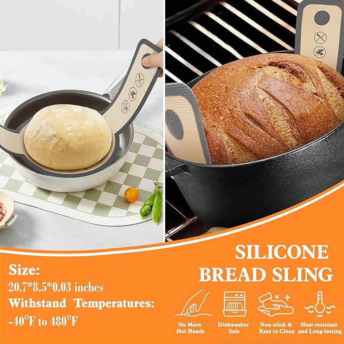 Sourdough Bread Baking Supplies, Banneton Bread Proofing Basket 9" Round & 10" Oval, Sourdough Starter Kit with Bread Sling, Lame, Danish Whisk