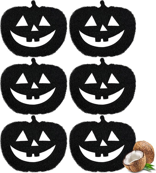 6-Pack Universal Trash Can Odor Absorbing Filters, Activated Charcoal Deodorizer for Trash Cans, Compost Buckets, Countertop and Recycle Bins (Halloween Pumpkin)