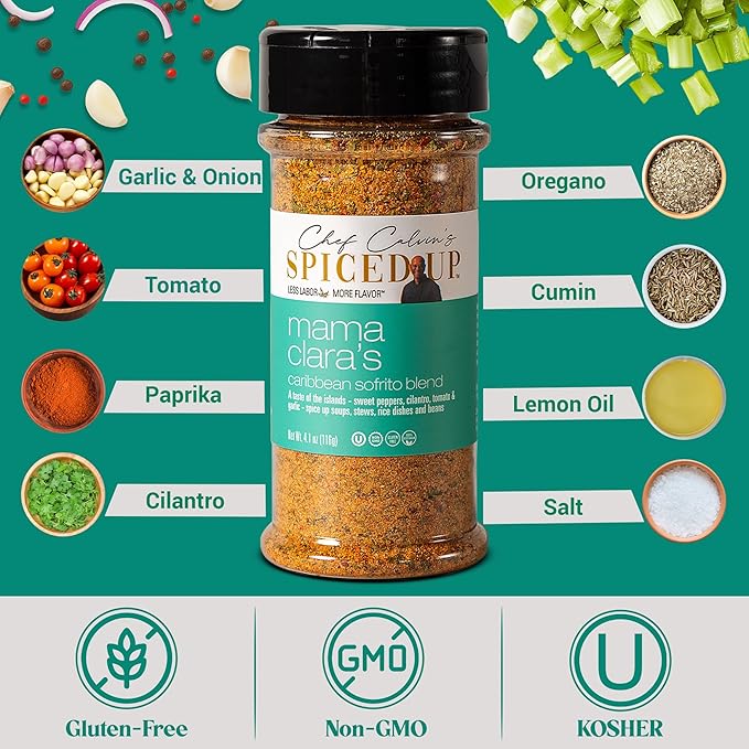 3 Pcs Mama Clara Sofrito Seasoning – Latin-Inspired Blend with Tomato, Garlic, Onion & Herbs – Bold Sofrito-Style Spice for Rice, Beans, Soups & Stews – Vegan, Non-GMO, Gluten-Free